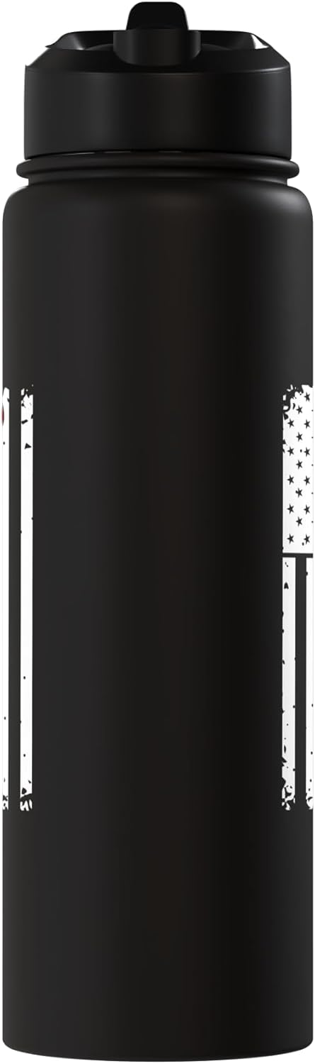 Botella de agua aislada con diseño patriota de acero inoxidable