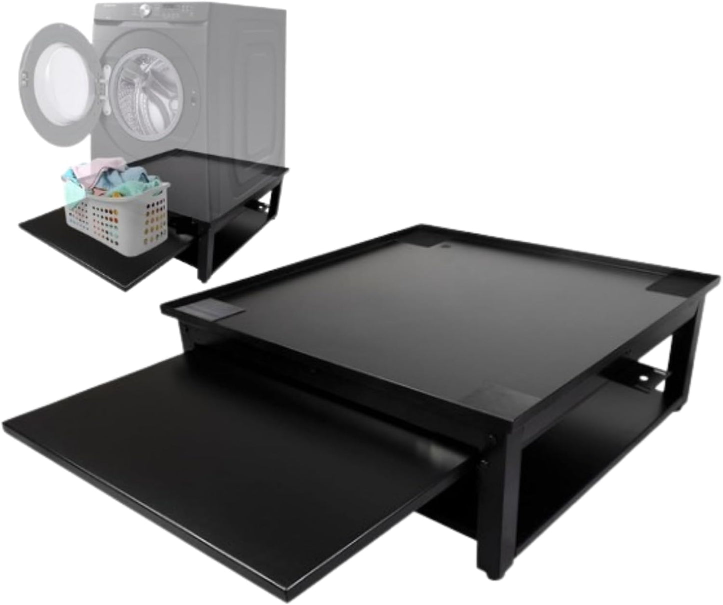 Pedestal lavadora secadora acero negro 27pulg ajuste universal