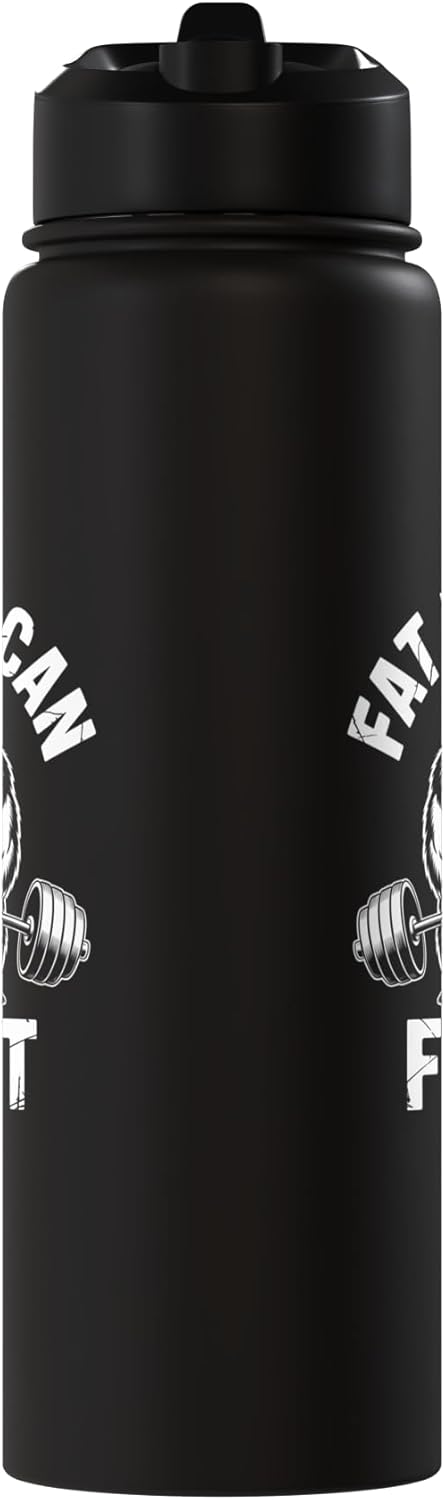 Botella de agua acero inoxidable aislada con arte humorístico deadlift