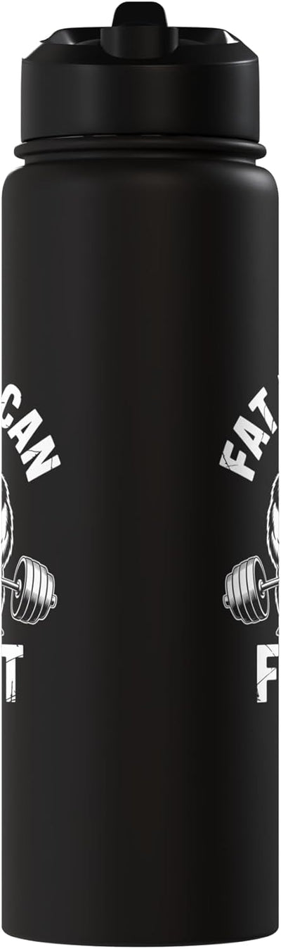 Botella de agua acero inoxidable aislada con arte humorístico deadlift