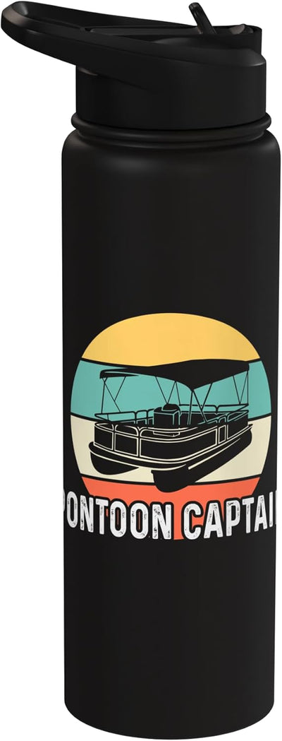 Botella de agua acero inoxidable aislada estilo retro para pescador