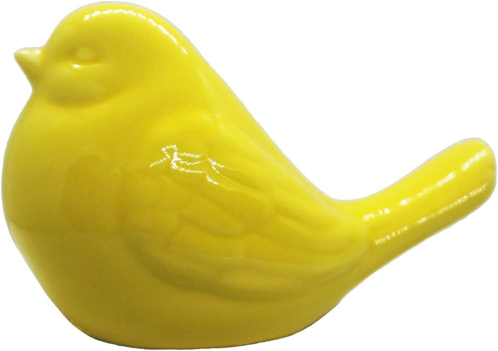 Figura pájaro amarillo cerámica decoración jardín
