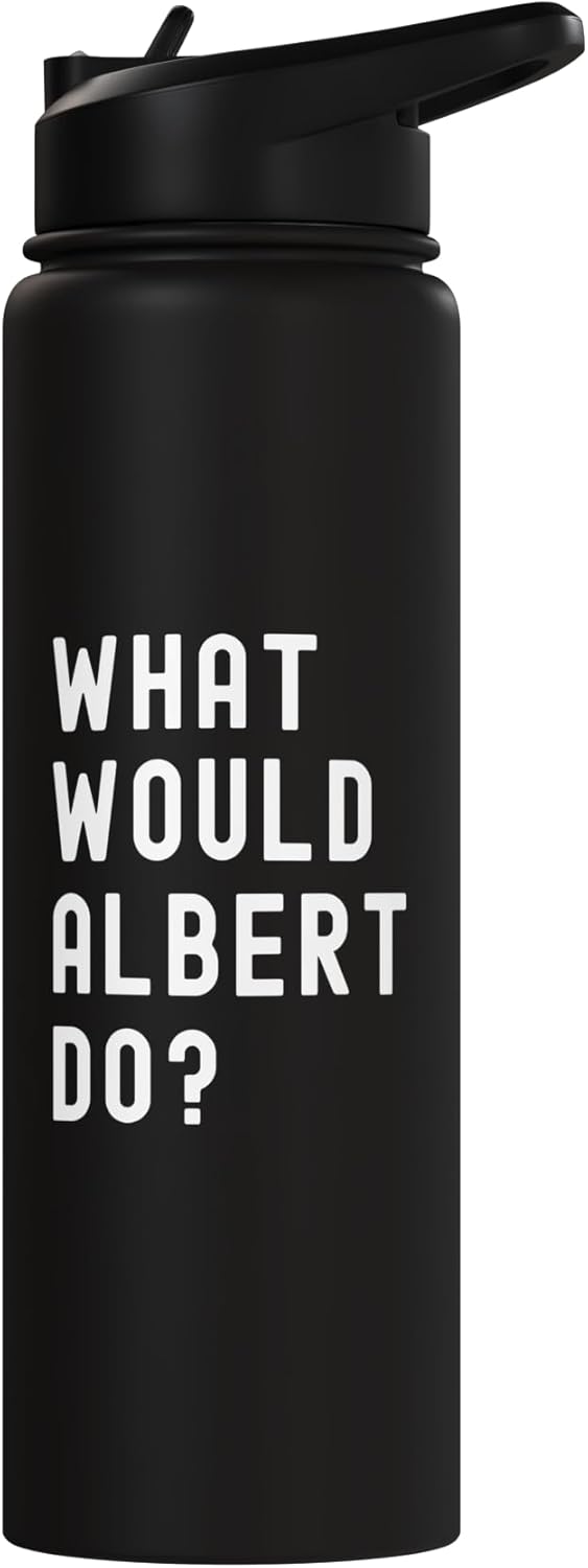 Botella de agua acero inoxidable aislada What Would Albert Do