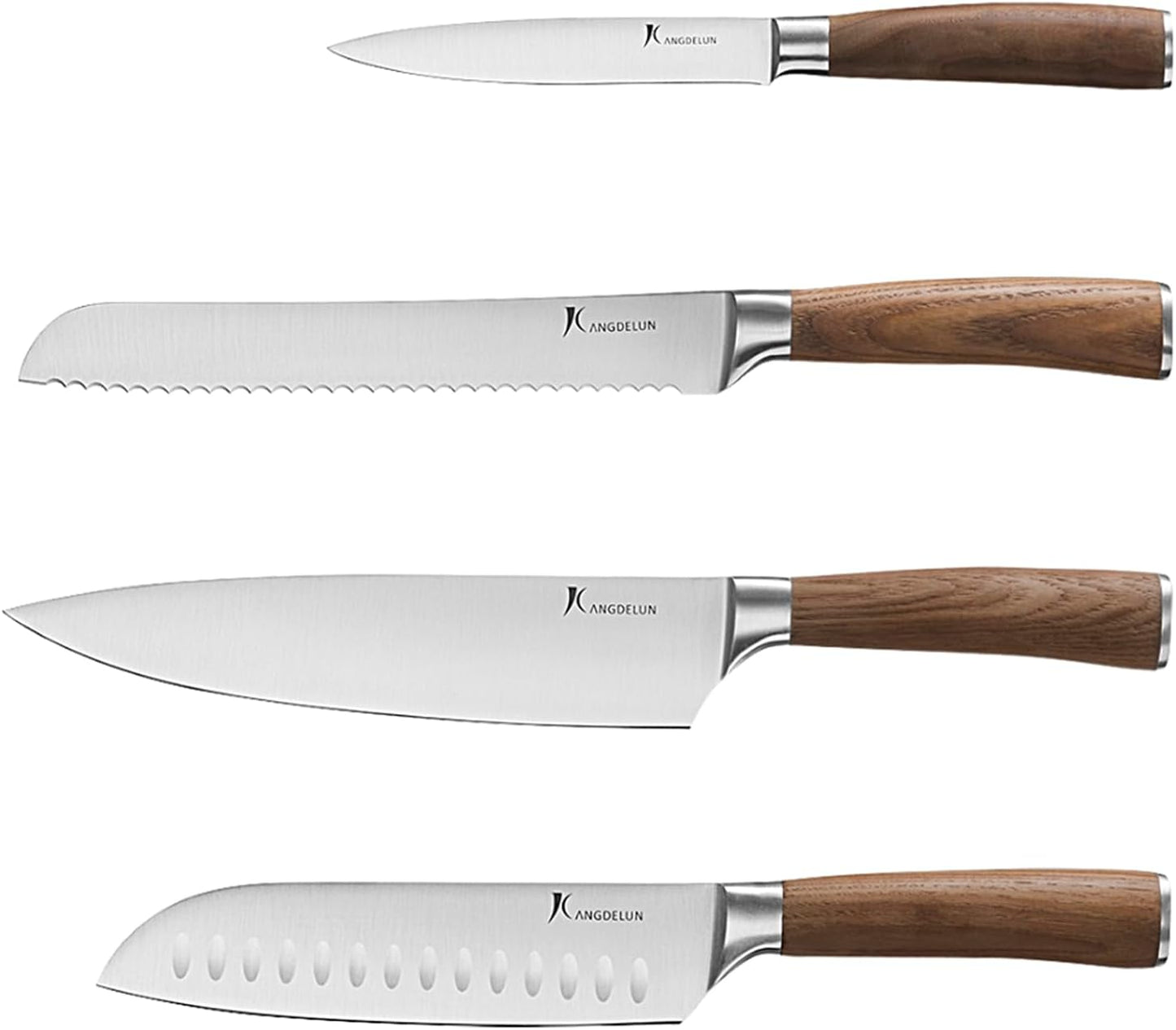 Set 4 Cuchillos Chef Acero Inox Alta Carbono con Afilador de 8pulg