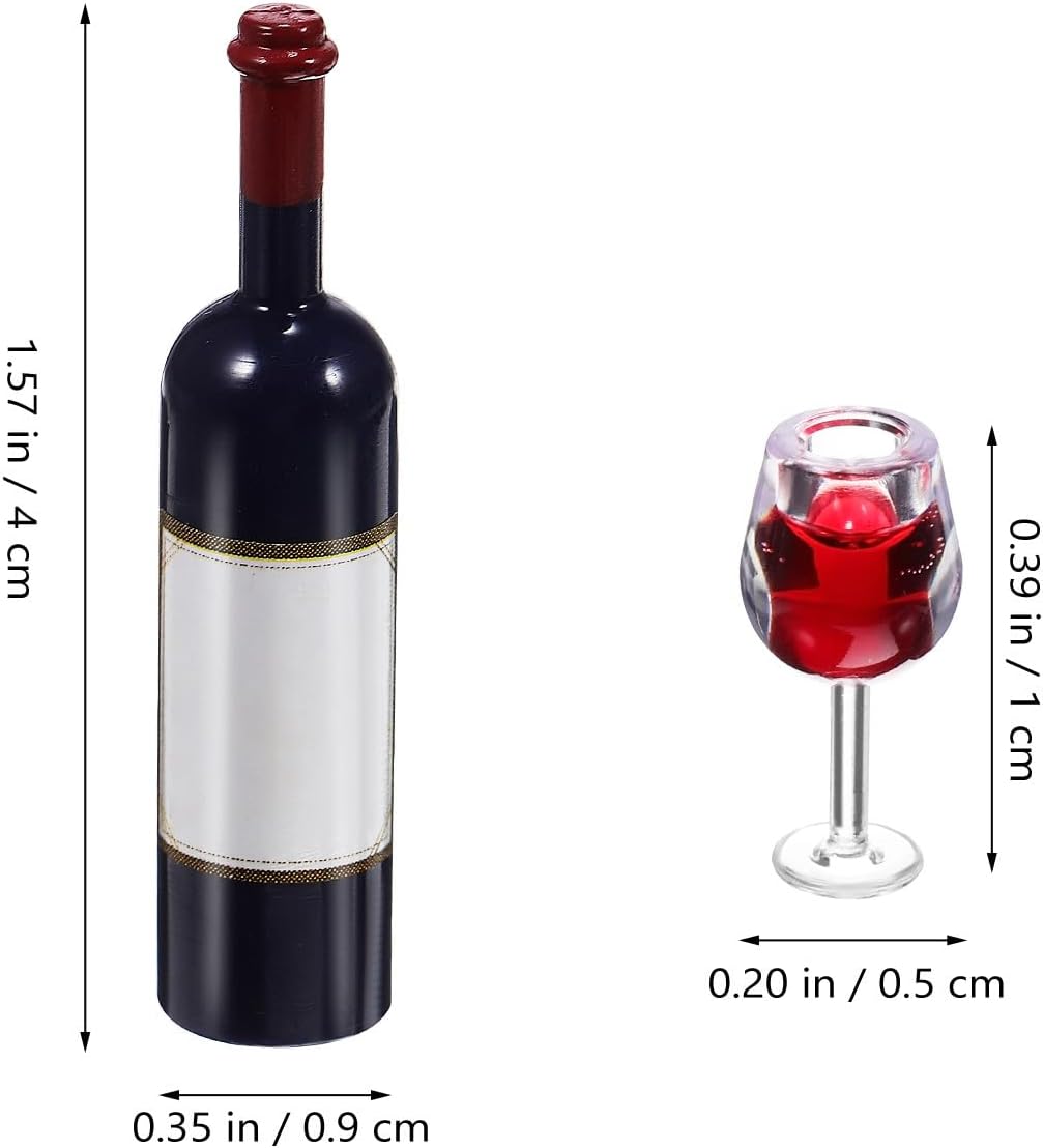 Juego de accesorios de cocina mini botellas y vasos de vino a escala 1:12