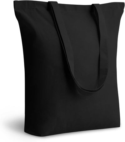 Bolsas de algodón reutilizables con refuerzo inferior blanca y negra