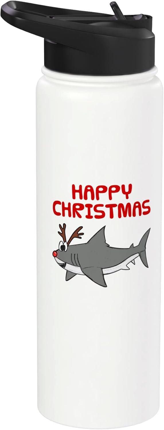 Botella agua acero inox aislada navidad reno