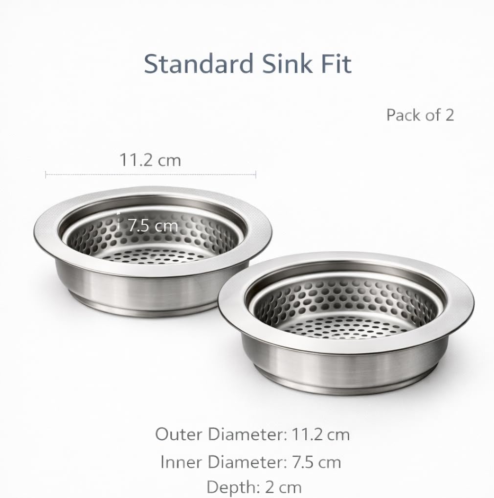 Cesta coladora acero inox set 2 filtros drenaje cocina