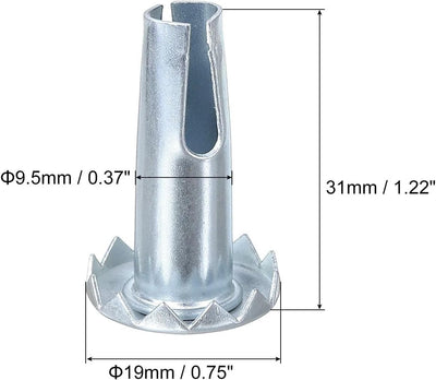 10 Fundas Metal Vástago 3/8pulg para Muebles y Patas Silla
