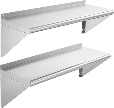 Estante acero inox 12x48pulg set 2 para garaje