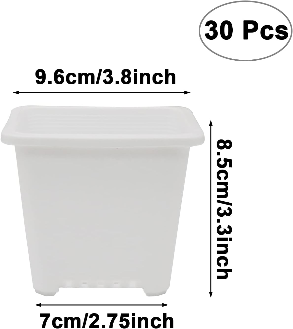 Macetas cuadradas plástico 3.8pulg pack 30 contenedor inicio blanco