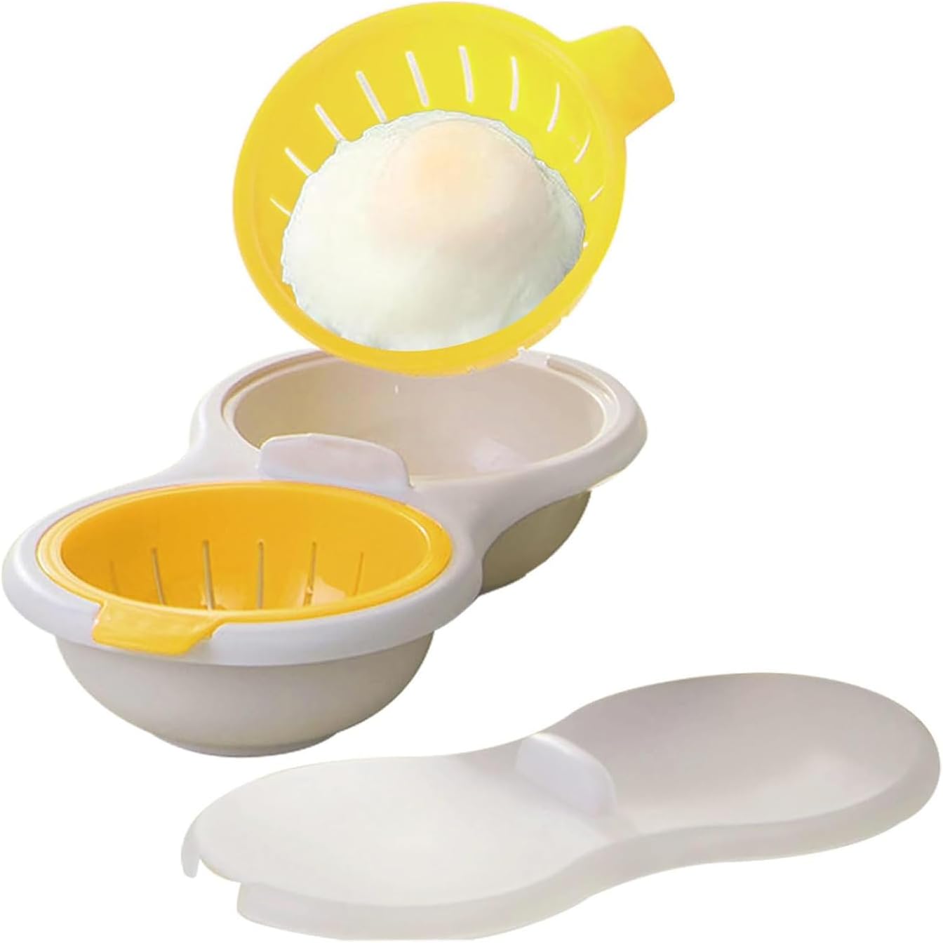 Escalfador de huevos para microondas con tapa 2 cavidades