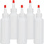 5 Botellas Plástico para Condimentos 4oz Tapa Roja Giratoria