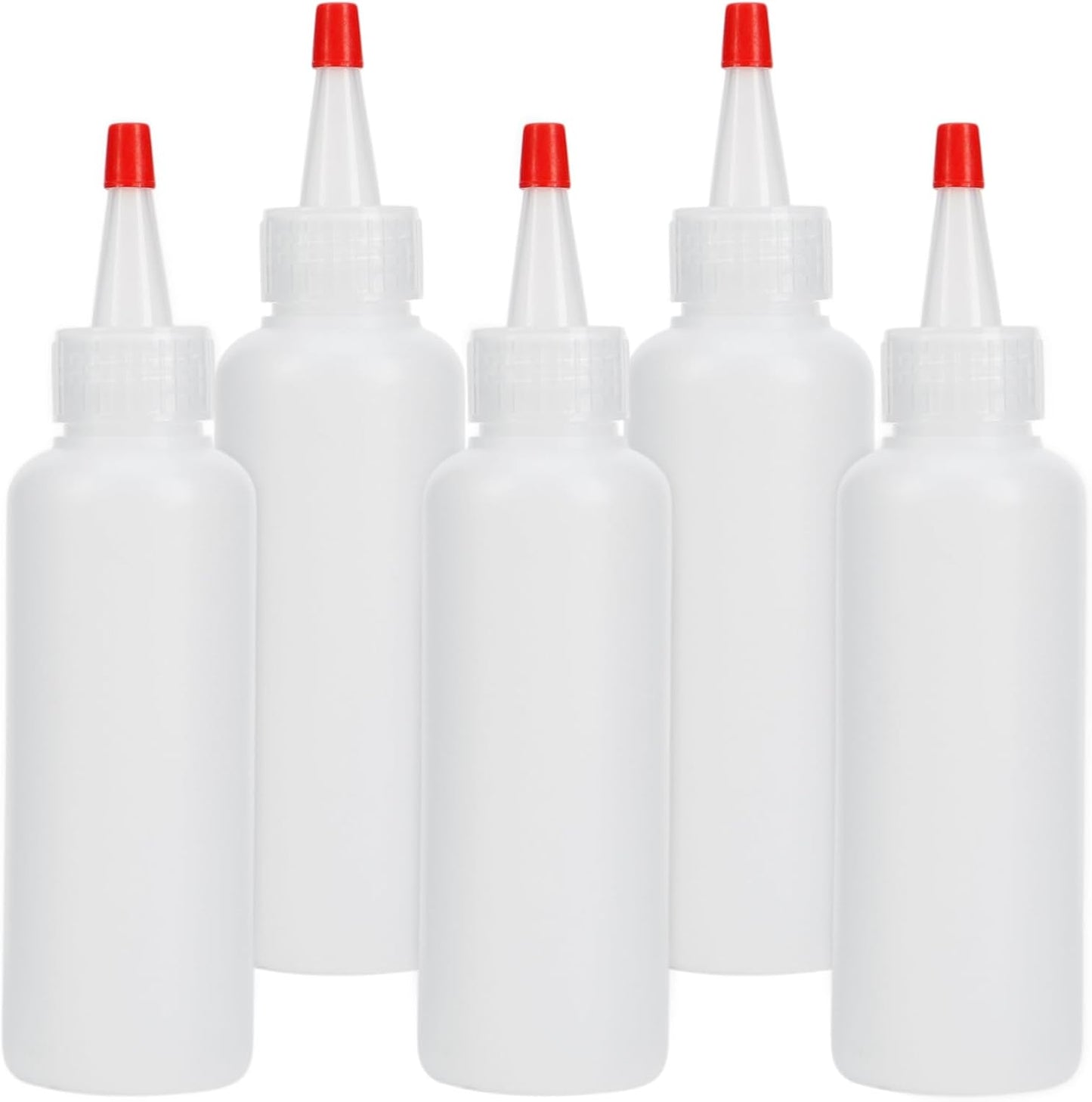 5 Botellas Plástico para Condimentos 4oz Tapa Roja Giratoria