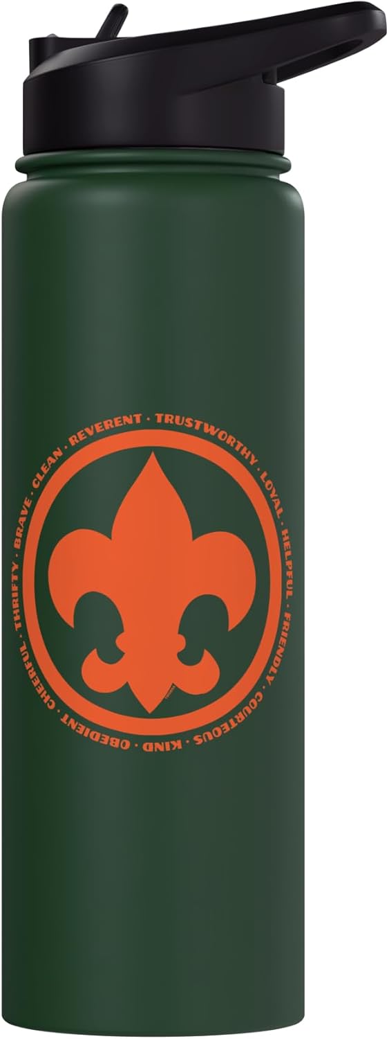 Botella de agua aislada con logo scout fleur de lis