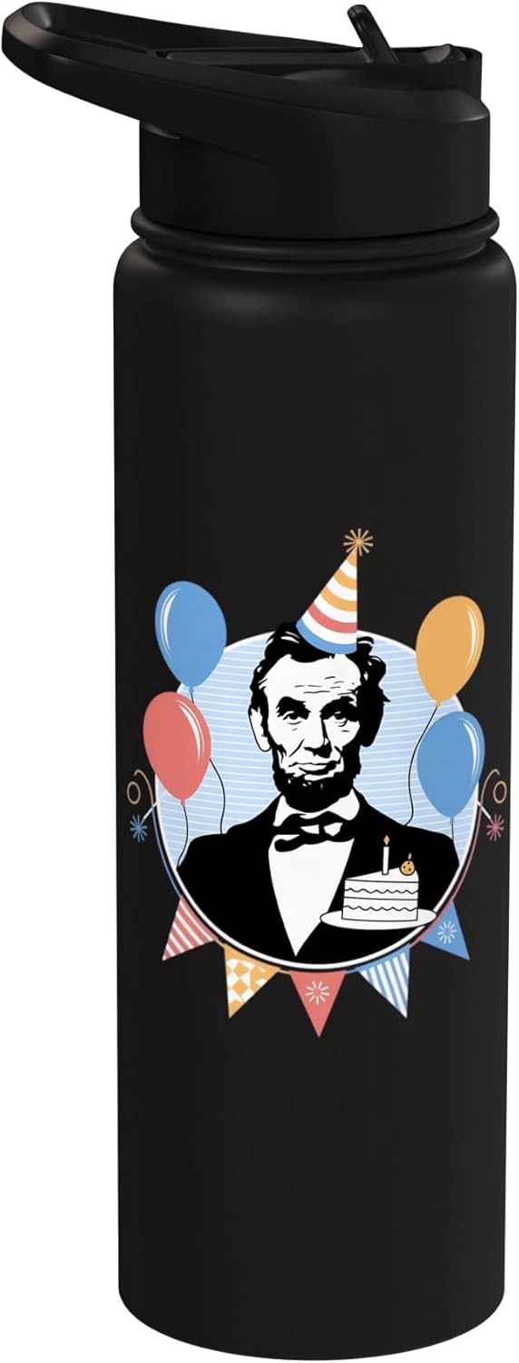 Botella agua acero inox aislada cumpleaños Lincoln