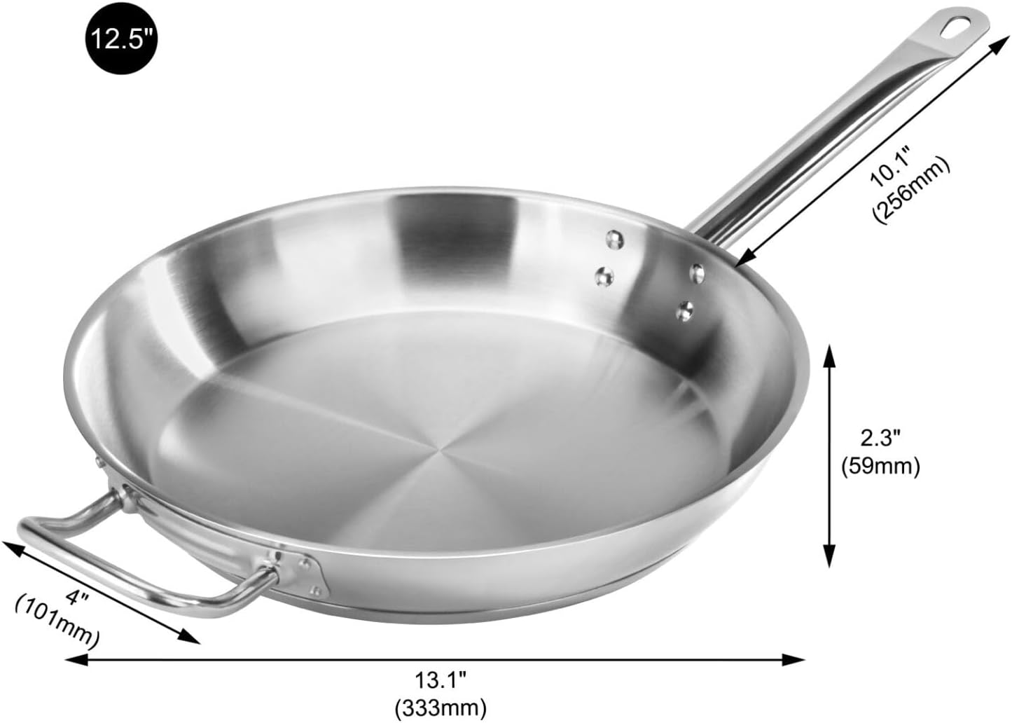 Sartén Acero Inox 12.5pulg Profundidad 2pulg