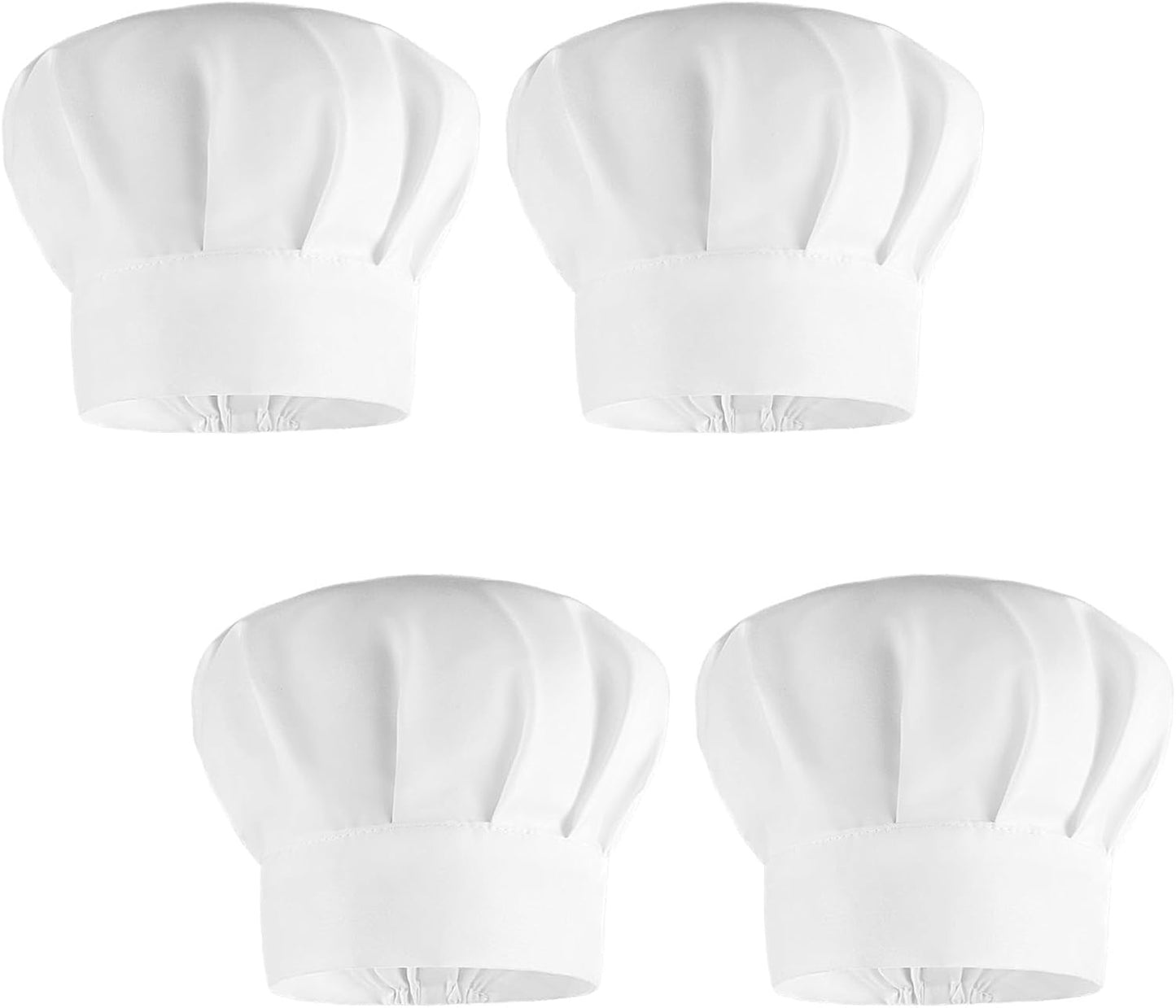 4 Sombreros Chef Niños Ajustables Blanco