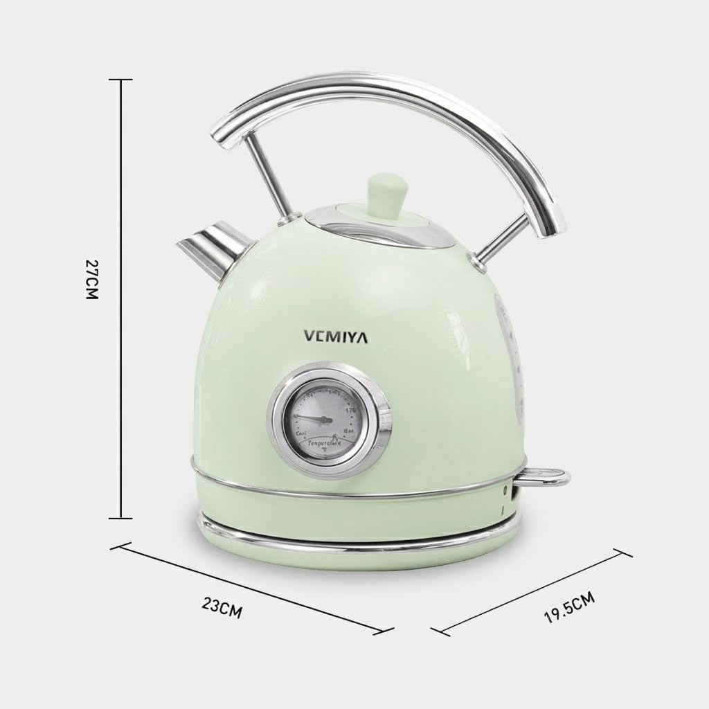 Hervidor eléctrico retro 1.7L acero inox autoapagable