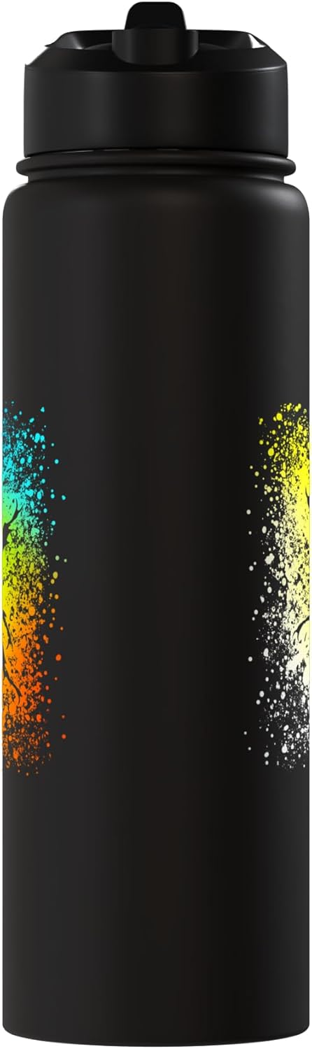 Botella de agua aislada de acero inoxidable arte escarabajo rinoceronte