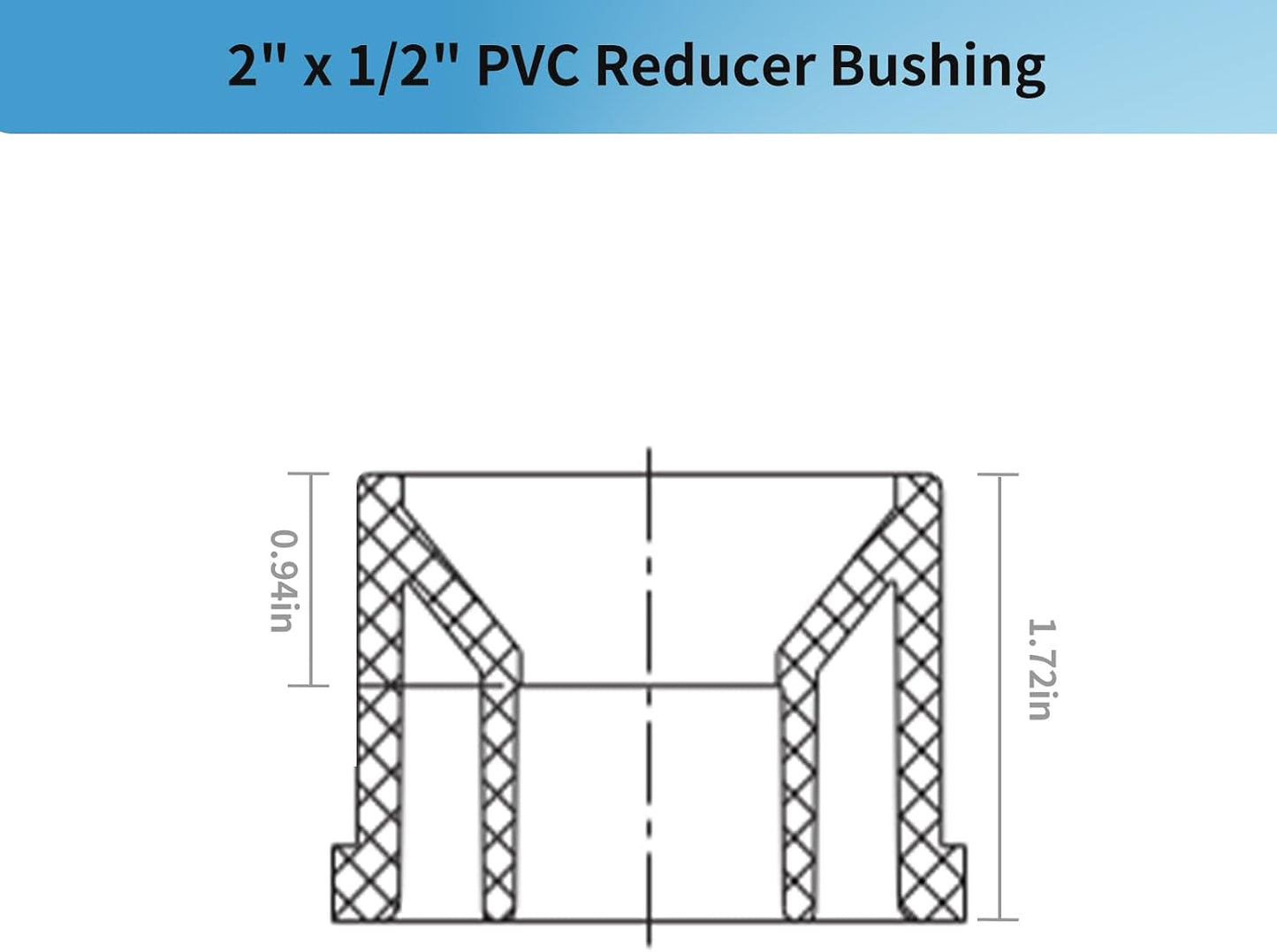 Buje reductor PVC 2x1/2 pulg SCH40 blanco pack 2