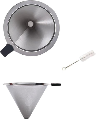 Juego filtros café doble capa acero inox reutilizable