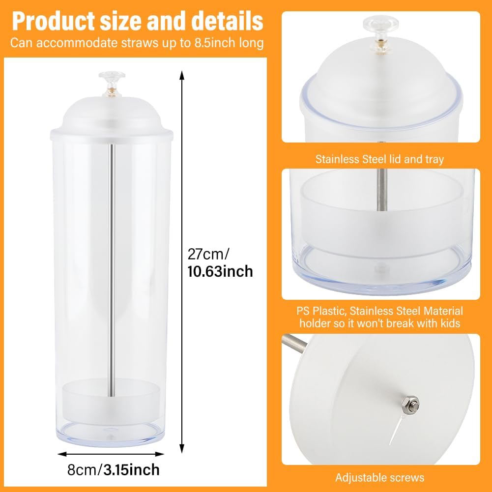 Soporte dispensador de popotes con tapa para gabinete