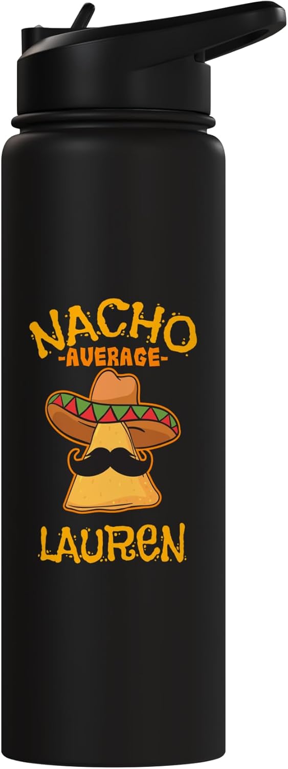 Botella de agua personalizada con nombre divertida de taco acero inoxidable