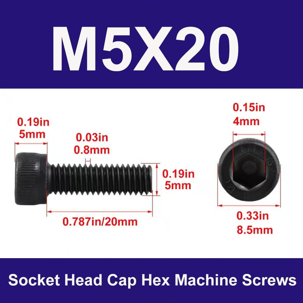 Tornillos M5 acero grado 12.9 óxido negro set 50
