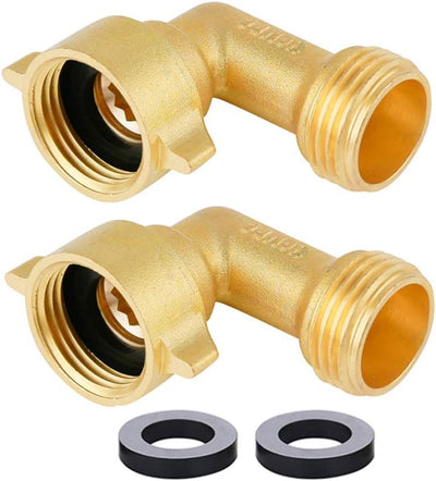 Conector manguera jardín latón 90 grados 2 pzas 4 arandelas