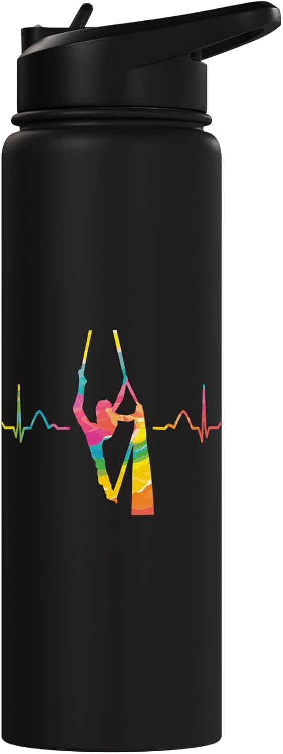 Botella de agua aislada para yoga infantil con cuerda de acero inoxidable