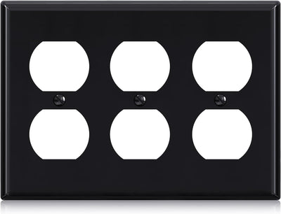 Placas pared 3 bandas para receptáculos dúplex UL negro