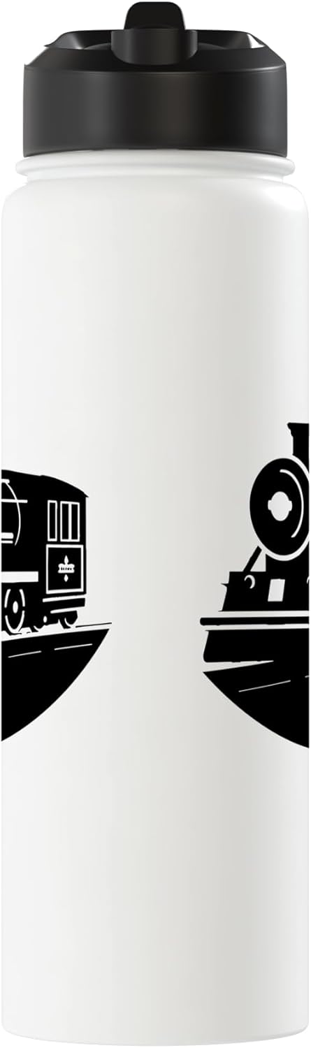 Bottlla de agua aislada tren locomotora acero inoxidable