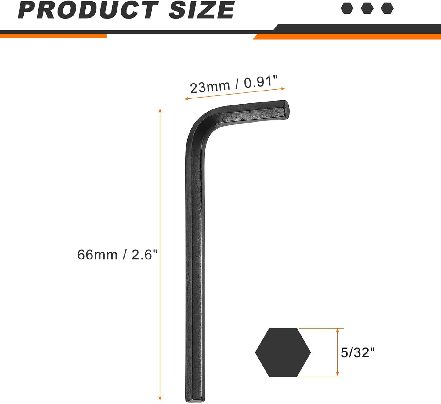 12 Llaves Hex 5/32 Pulg Acero Negro Reparación Hogar Bricolaje