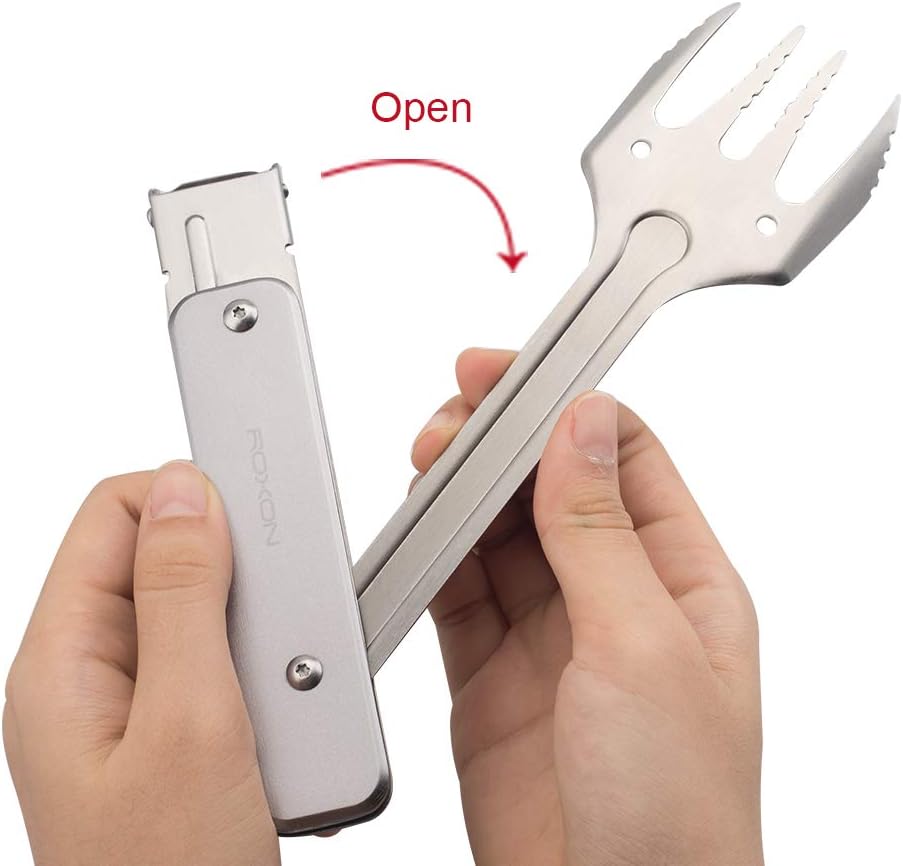 Juego 4en1 herramientas barbacoa plegable gris
