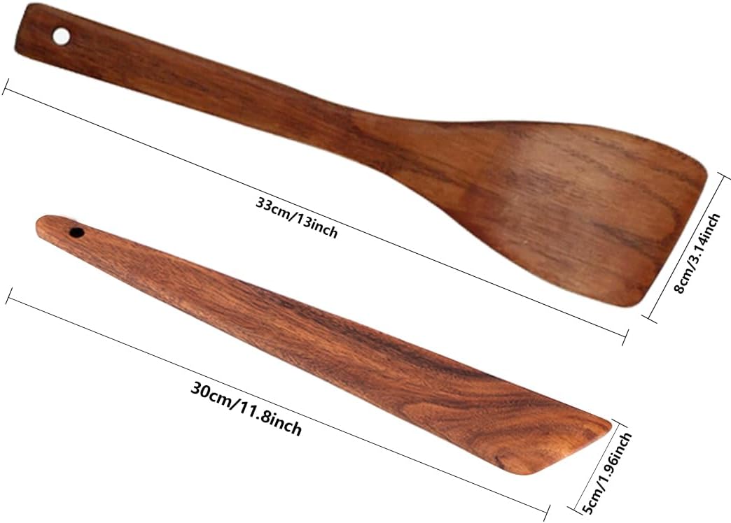 Espátula de madera plana para wok y masa madre