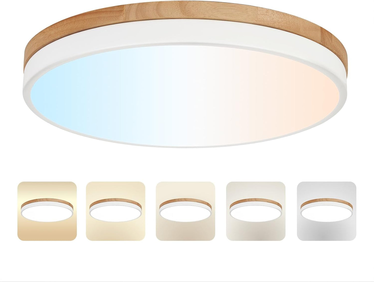 Lámpara techo LED madera 15.8pulg 3000-6000K dormitorio