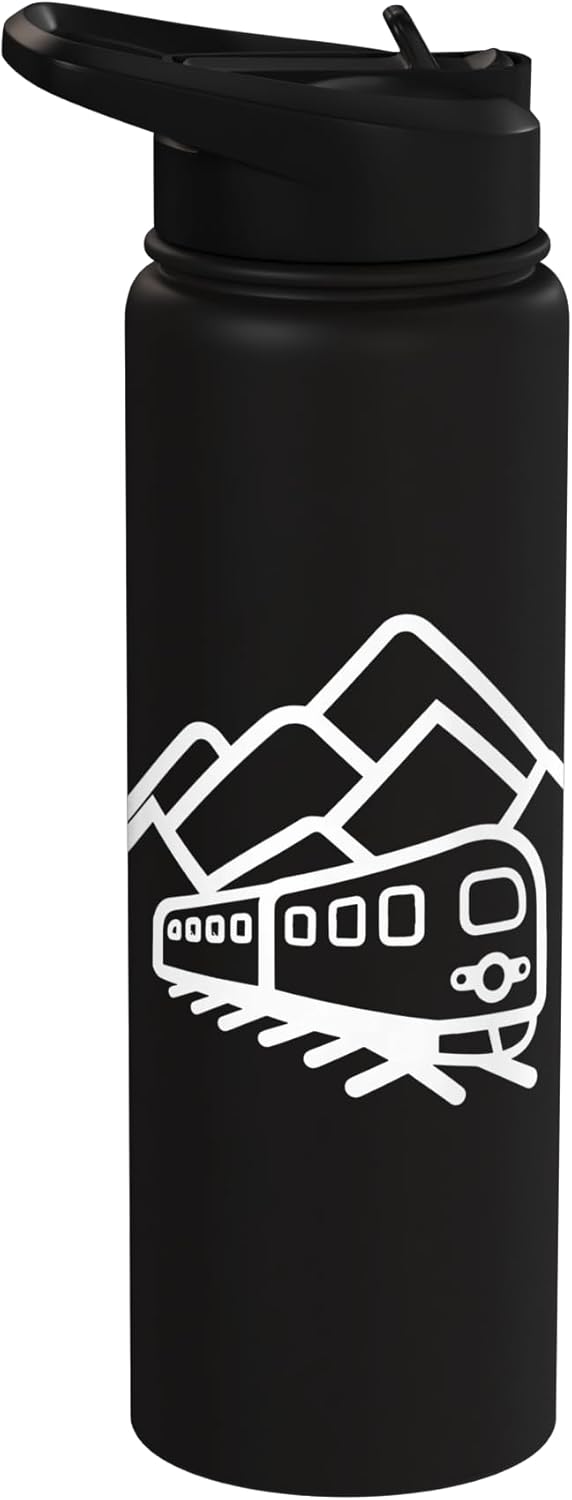 Botella de agua aislada de acero inoxidable Train Sketch