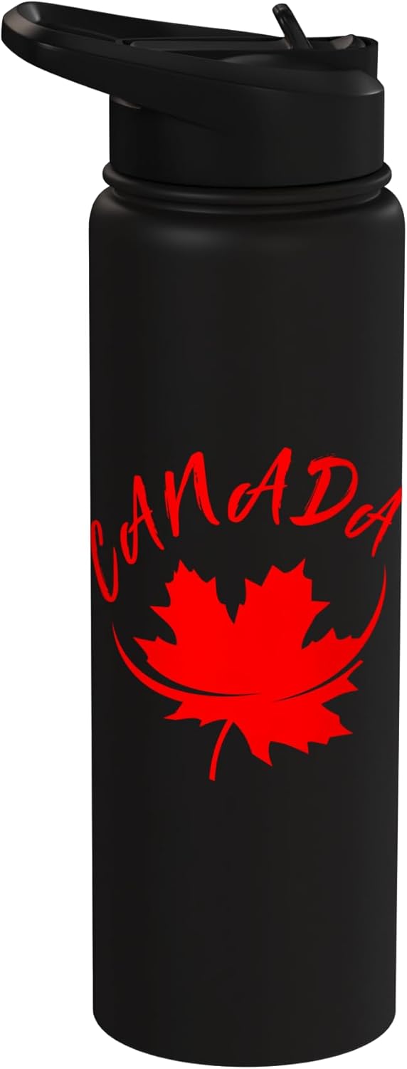 Botella de agua aislada de acero inoxidable bandera canadiense