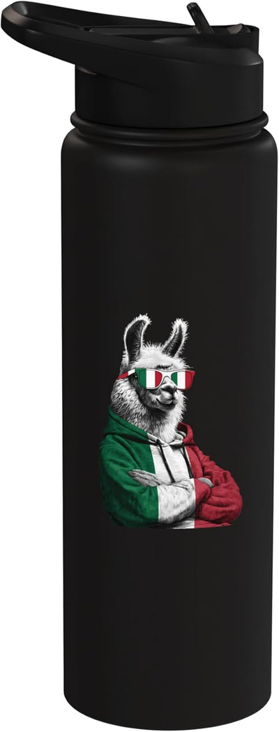 Botella de agua aislada bandera italiana acero inoxidable