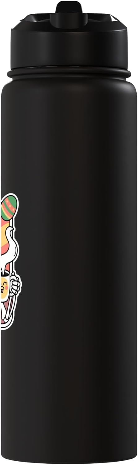 Botella de agua acero inoxidable insulada estilo goth rock con conejo esqueleto