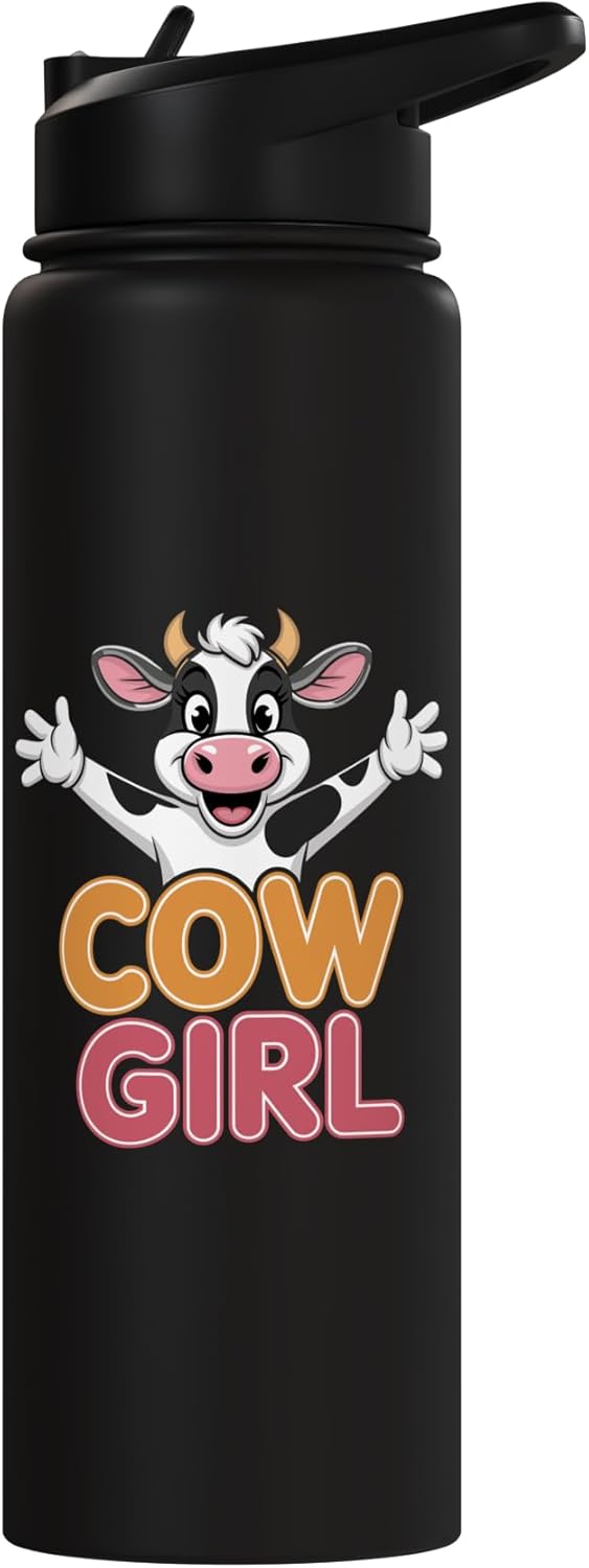 Botella de agua acero inoxidable para niños con vacas