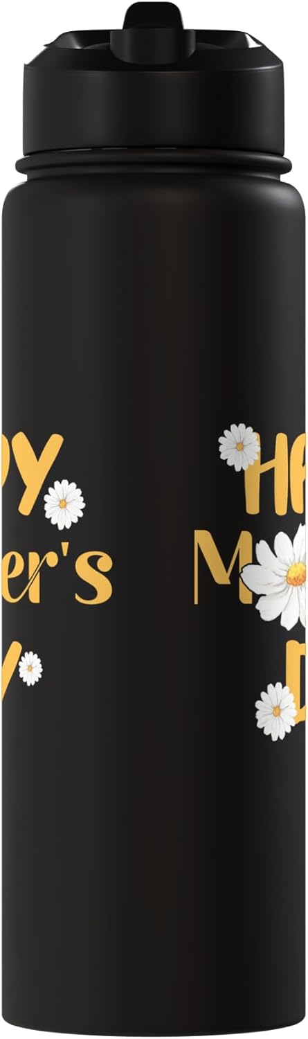 Botella agua acero inox aislada diseño floral para hijos e hijas