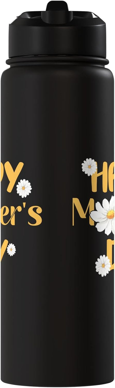 Botella agua acero inox aislada diseño floral para hijos e hijas