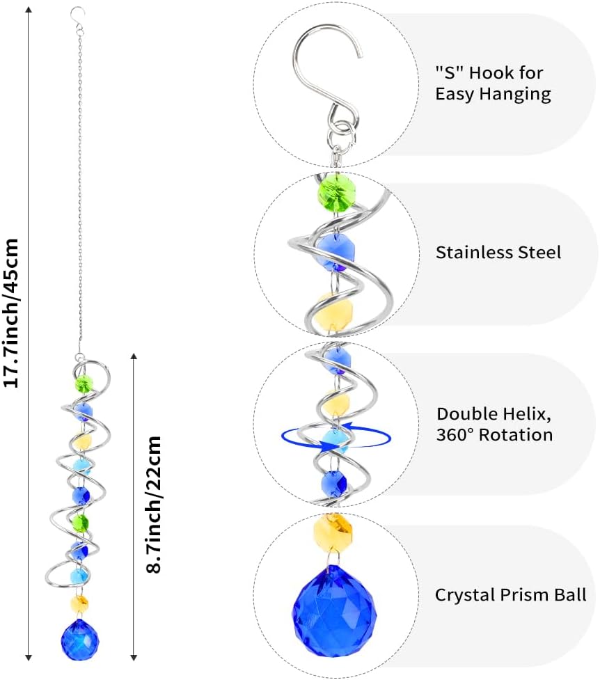 Atrapasoles cristal bola prisma azul para ventanas hogar jardín