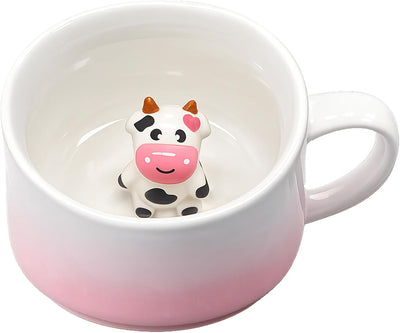 Taza cerámica vaca linda 10oz con figura oculta Kawaii para regalo