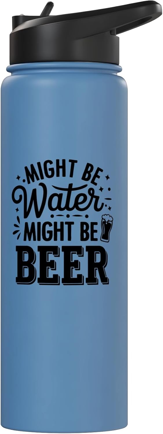 Botella agua acero inox aislada para amantes del cerveza
