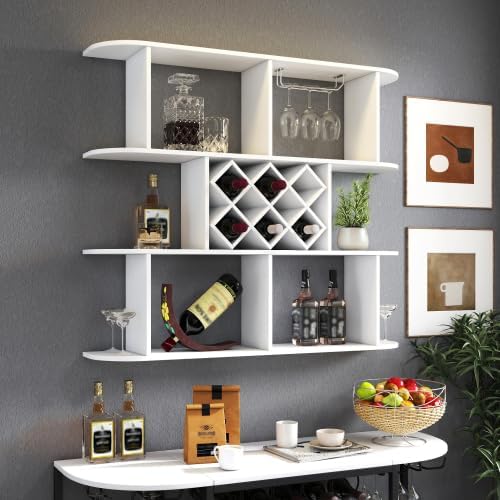 Estantería vino 3 niveles blanco rústico
