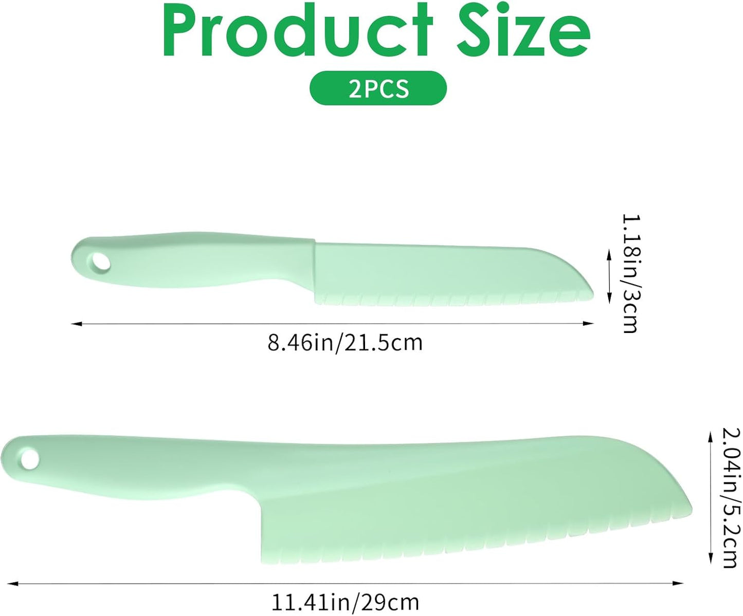 2 Cuchillos Lechuga Plástico Antiderrap 11x8pulg Cortador Ensalada