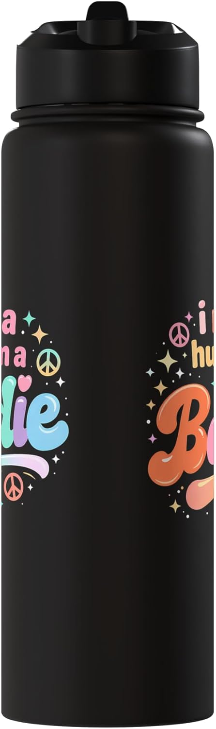 Bottella de agua acero inoxidable aislada con abrazos de baddie